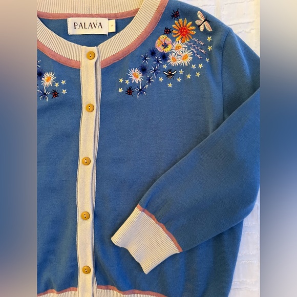 palava Sweaters - PALAVA Organic Cotton Button Up Cardigan Sweater Butterfly Lady Bug Floral Bee